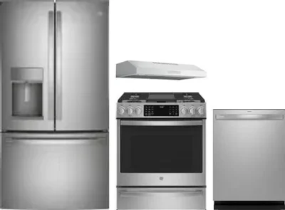 4 Piece Package Includes Refrigerator, Range, Hood And Dishwasher